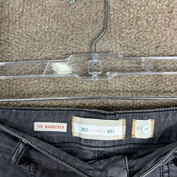 Hei Hei Wanderer Cargo Pants Womens 26 Gray Crop Button Fly Anthropologie Chinos - Picture 10 of 14